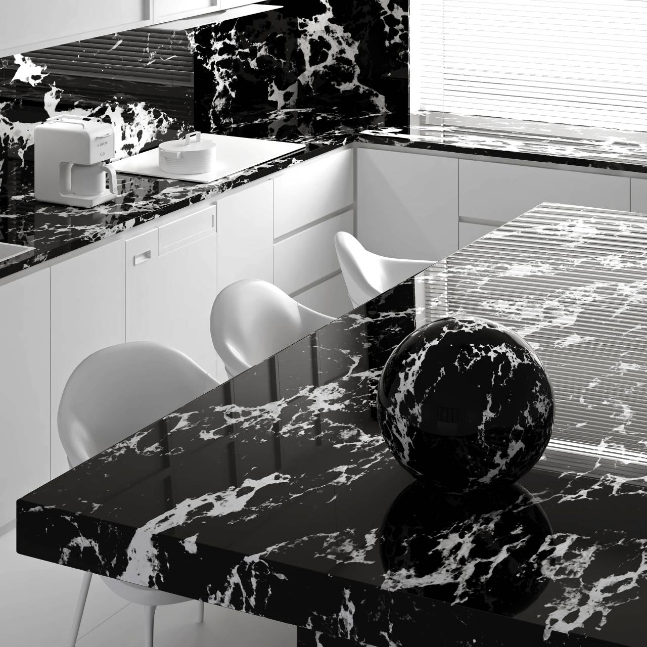 Q921 Arabescato Black