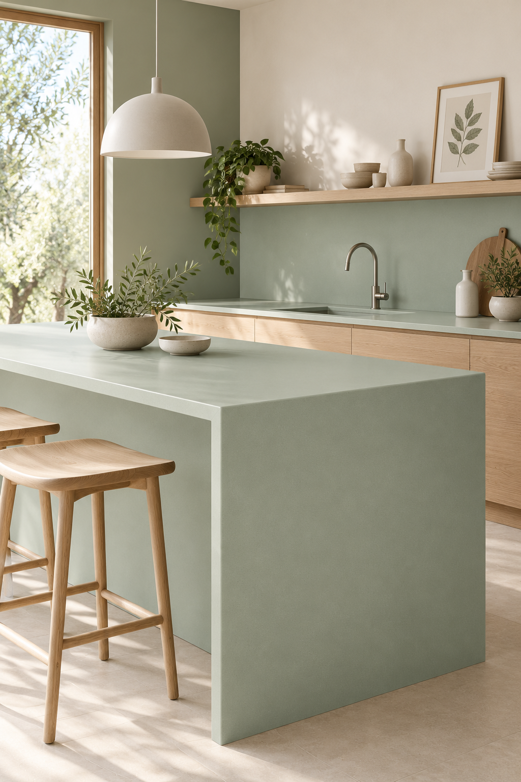 S235 Urban Sage — Шалфейная столешница в кухне