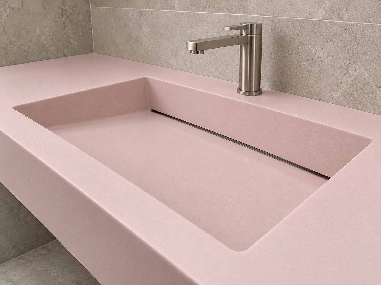 S233 Pink Leia — Столешница для ванной с интегрированной раковиной