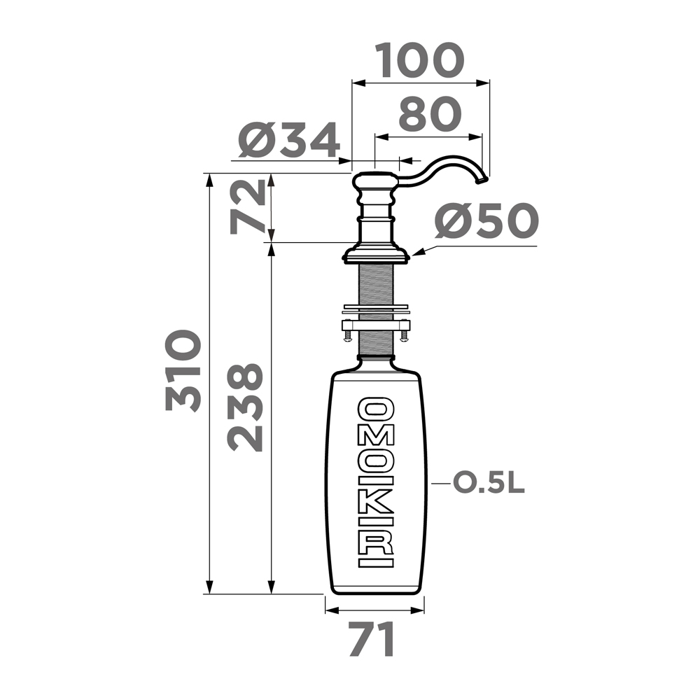 Чертёж дозатора OMOIKIRI OM-01