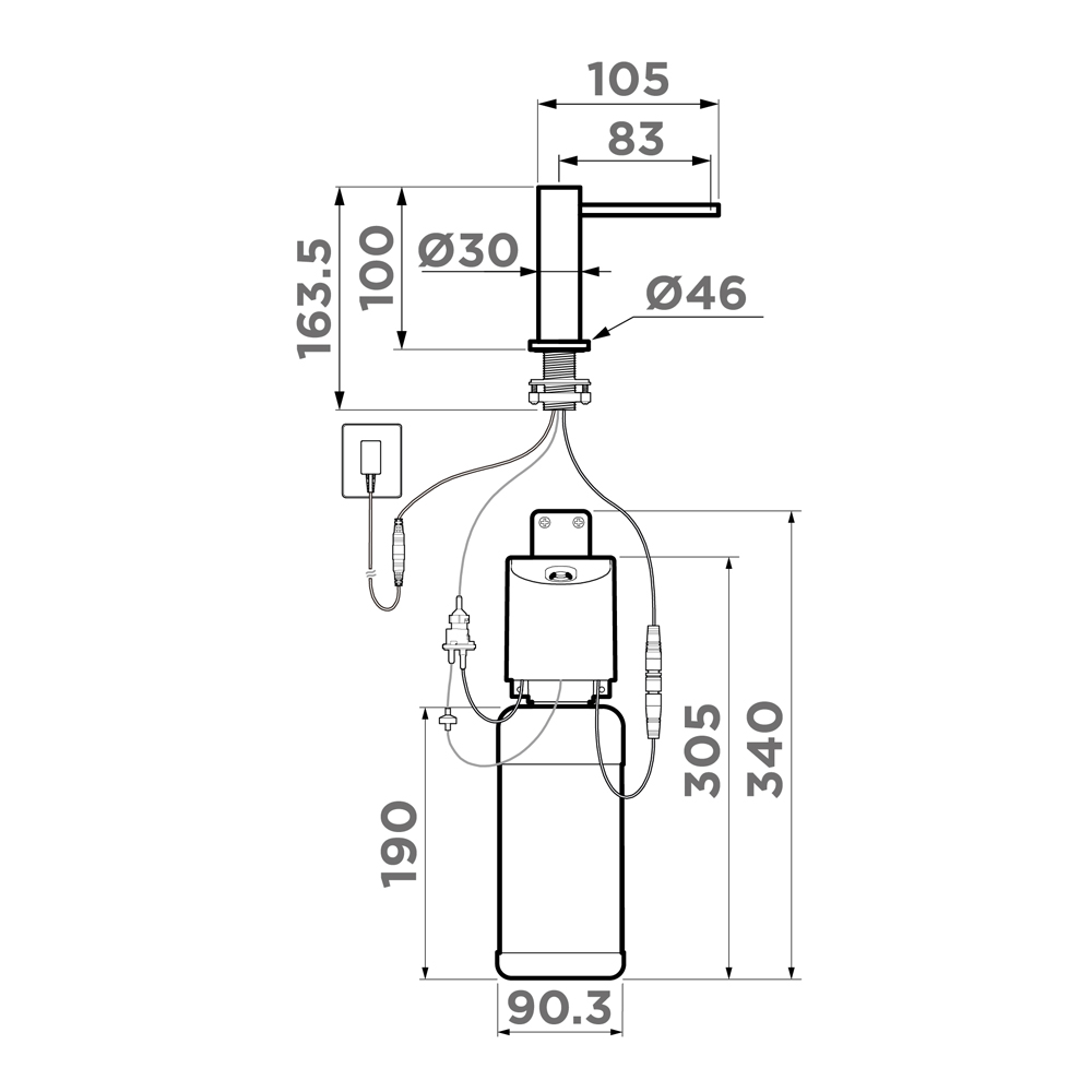 Чертёж дозатора OMOIKIRI OM-09 sensor
