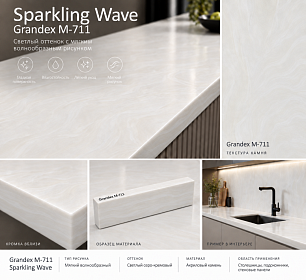 Столешница M-711 Sparkling Wave 3,1 метра под ключ - 114 960 рублей